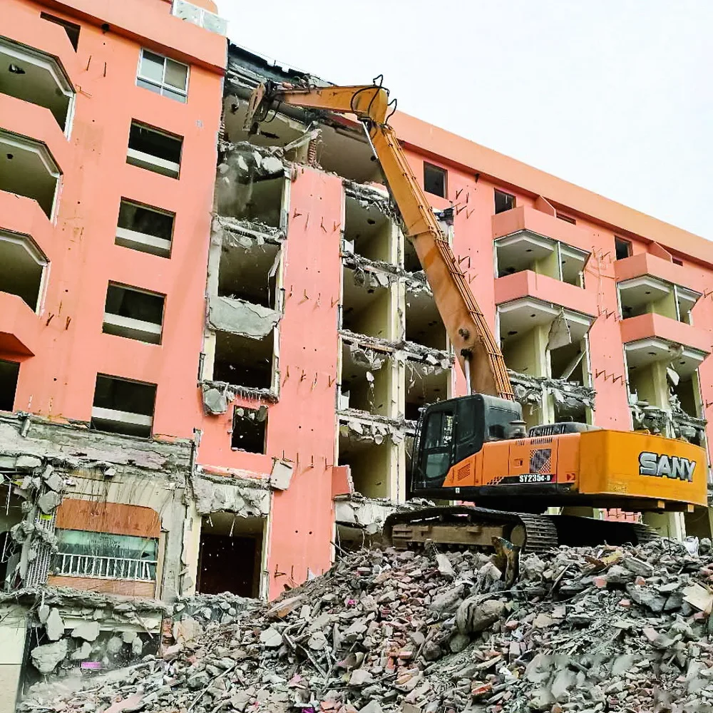 Three stage Long reach high reach building Demolition boom And arm with breaking hammer or hydraulic cutter