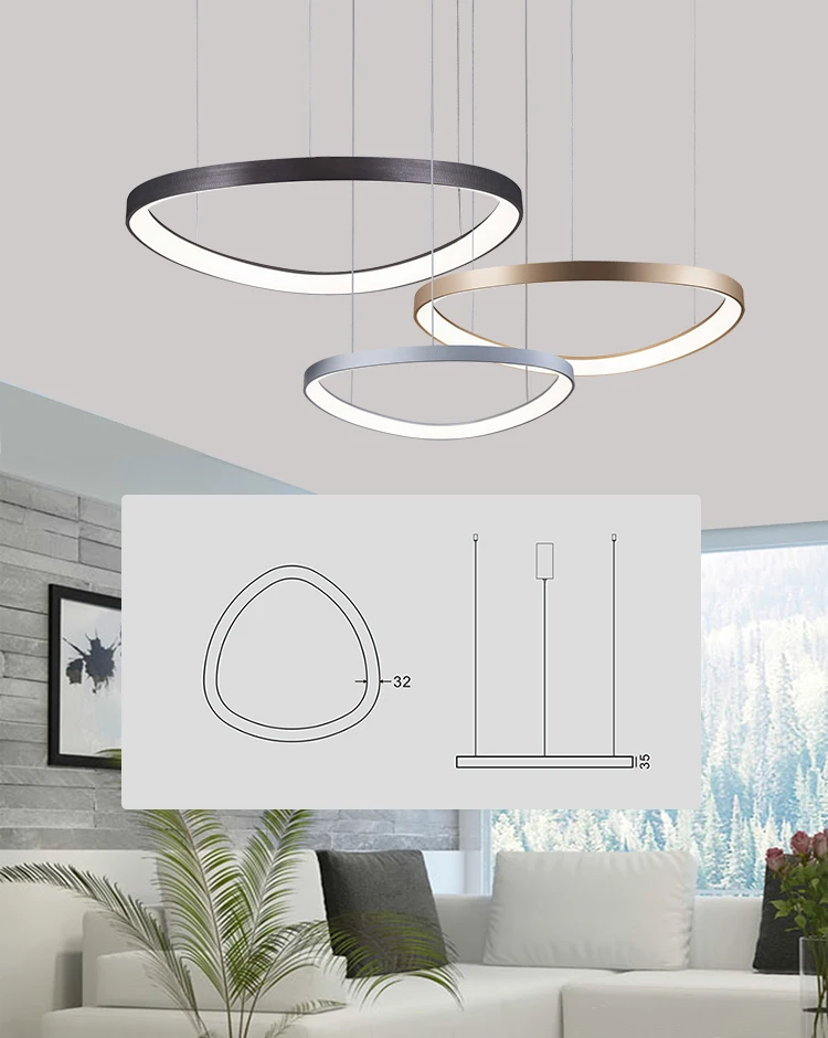 Drop led indoor metal acrylic interior lighting nordic luxury modern pendant light chandeliers
