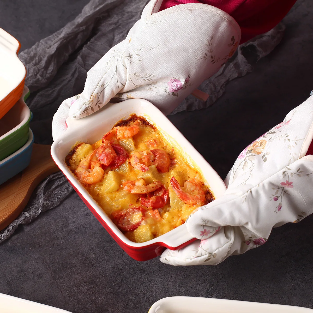 Ceramic Binaural Baked Rice Bowl Lasagna Baking Oven Dish Plate ceramic plates for wedding