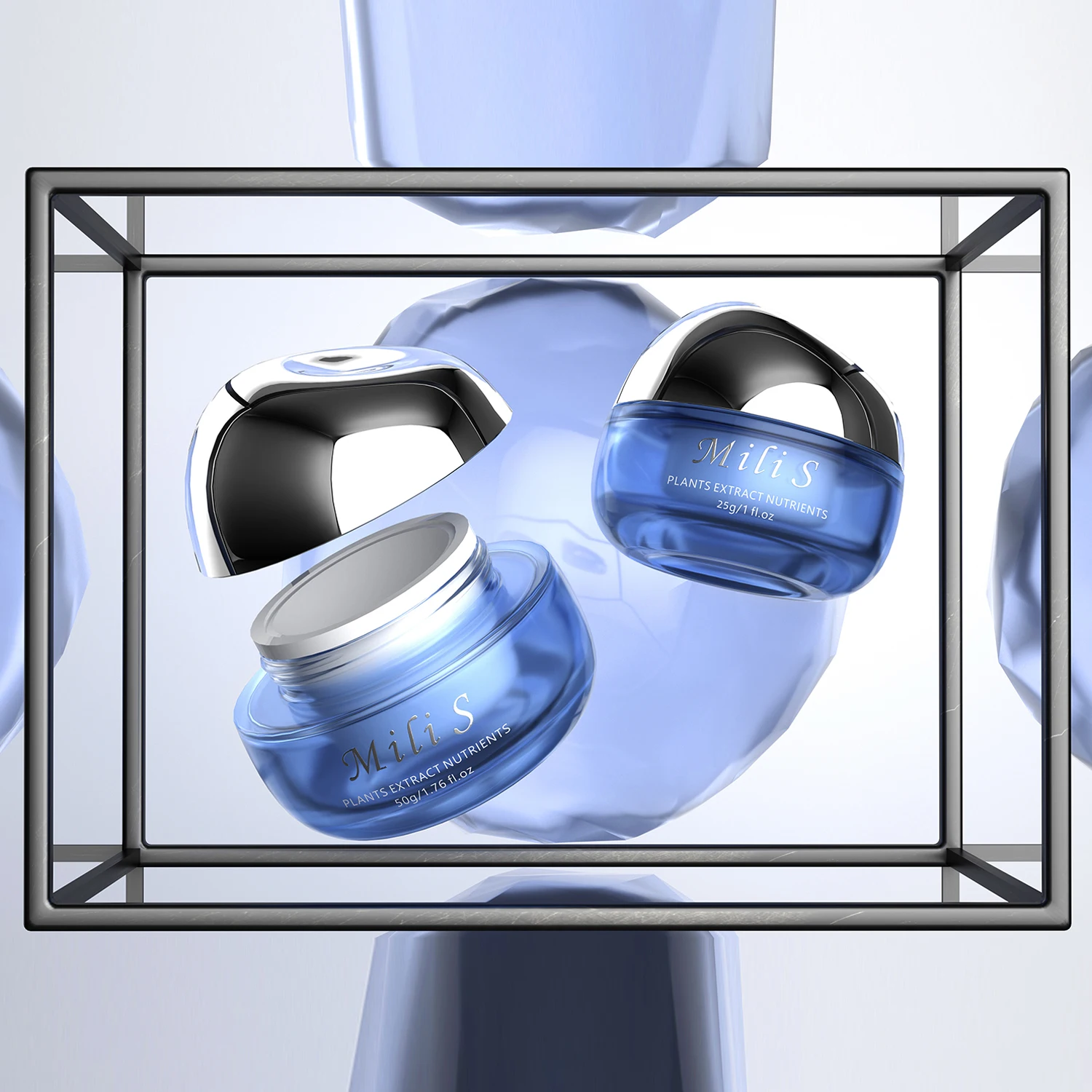 25g 50g 100g Eco Friendly Double Wall Cosmetic Container Face Cream Packaging Glass Jar With Plastic Lid