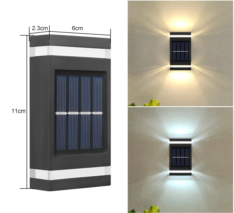 Solar Wall Light Outdoor Waterproof Wall Washer Garden Light Up and Down Luminous Lighting Stairs Fence Sunlight Lamp