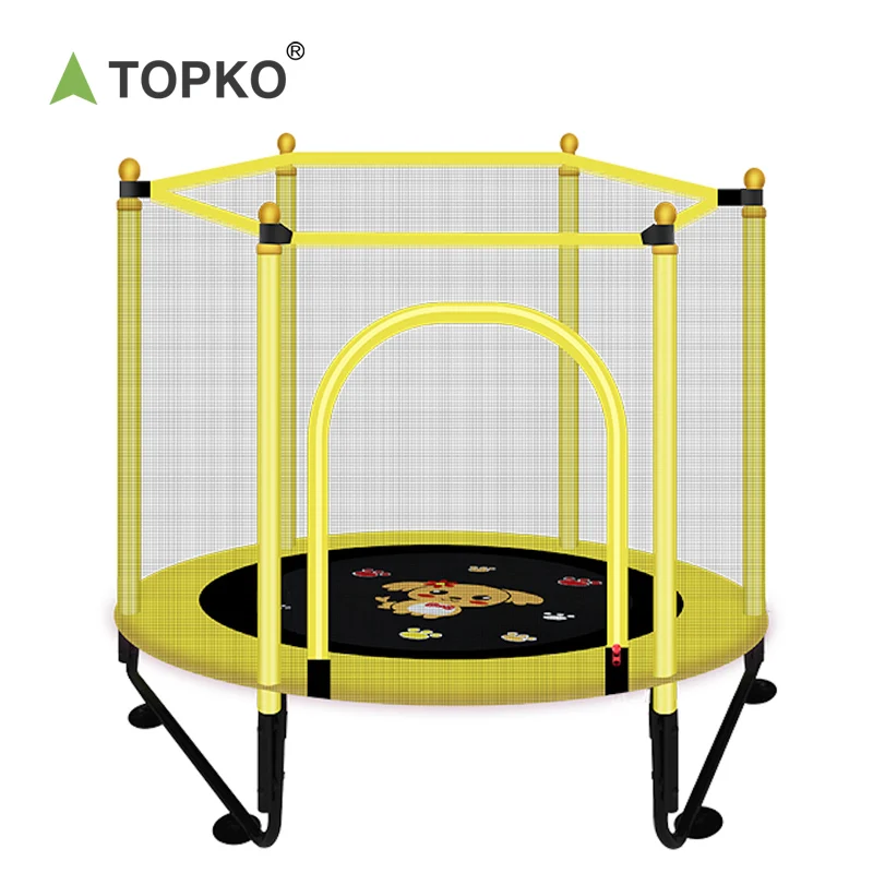 TOPKO Unisex Indoor Home Fitness Trampoline Durable Hexagon PVC Bungee with Steel Handrail Outdoor Use Jumping Exercise for Kids