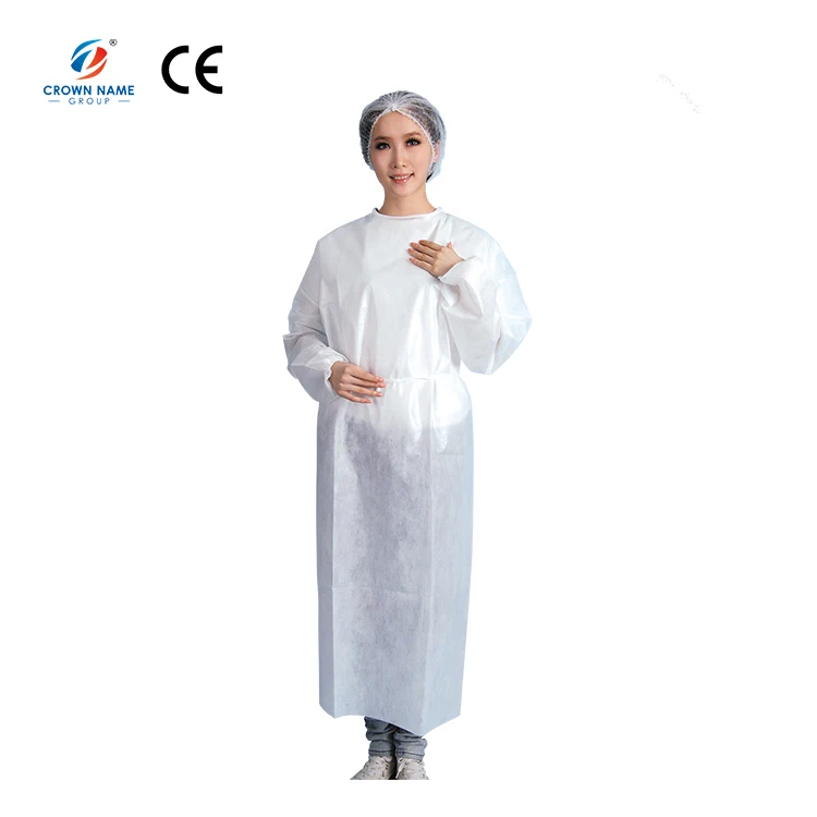 AAMI level 4 PP PE 55g waterproof disposable isolation gown white