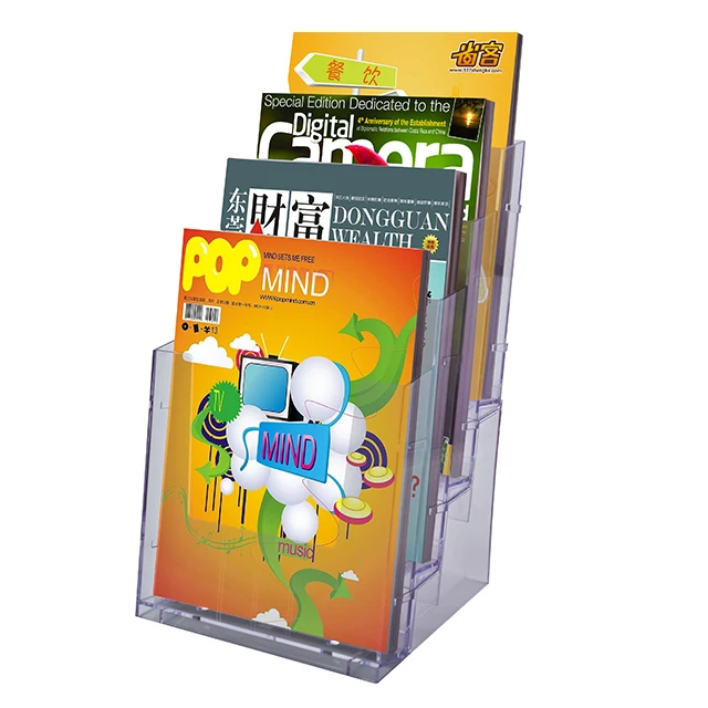 Kejea Eco Friendly Desktop A5 A4 Clear acrylic Leaflet Holder brochure display stand Grocery Store