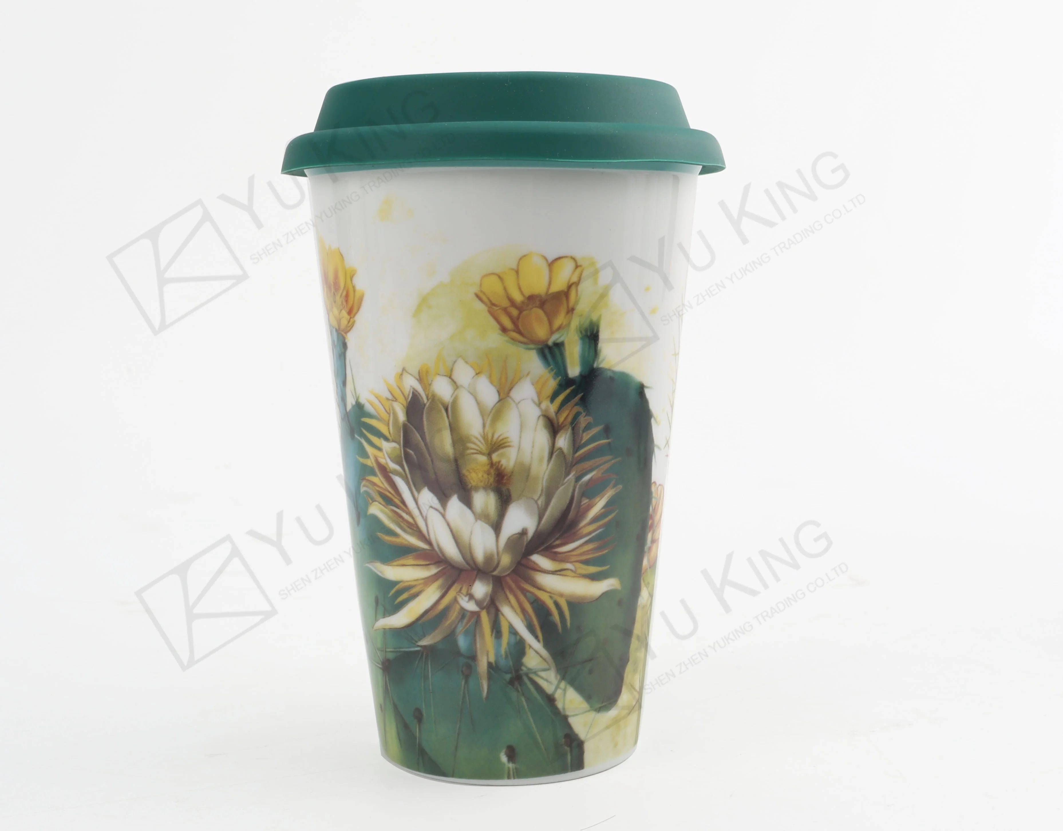Ceramic Mugs Color Box Packing Single Wall Coffee Travel porcelain Mug Cup With Silicone Lid