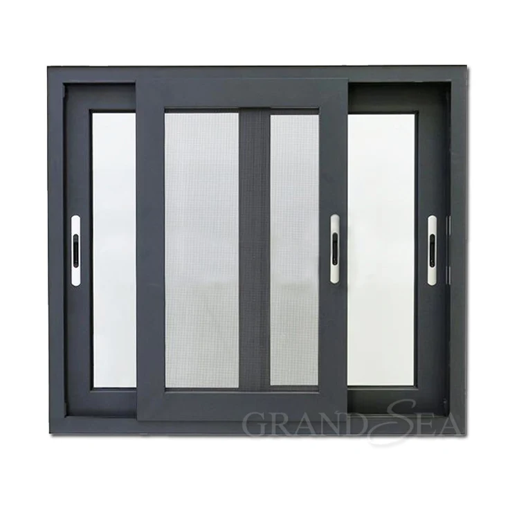 Grandsea High Quality Villa Design Aluminum Profile Frame Indoor Sliding Glass Window with Screen Safety Tempered Glass