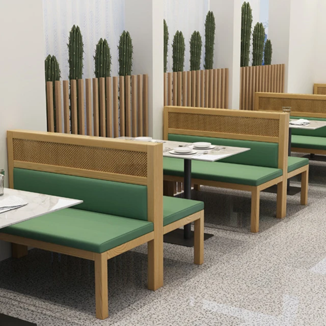 Luxury sushi shop furniture supplier green color booth seating fast food restaurant