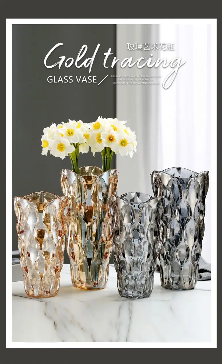 Wholesale Crystal Glass Color Vases Home Dining Room Office Wedding Party Handmade Decorative Vases Household Supplies