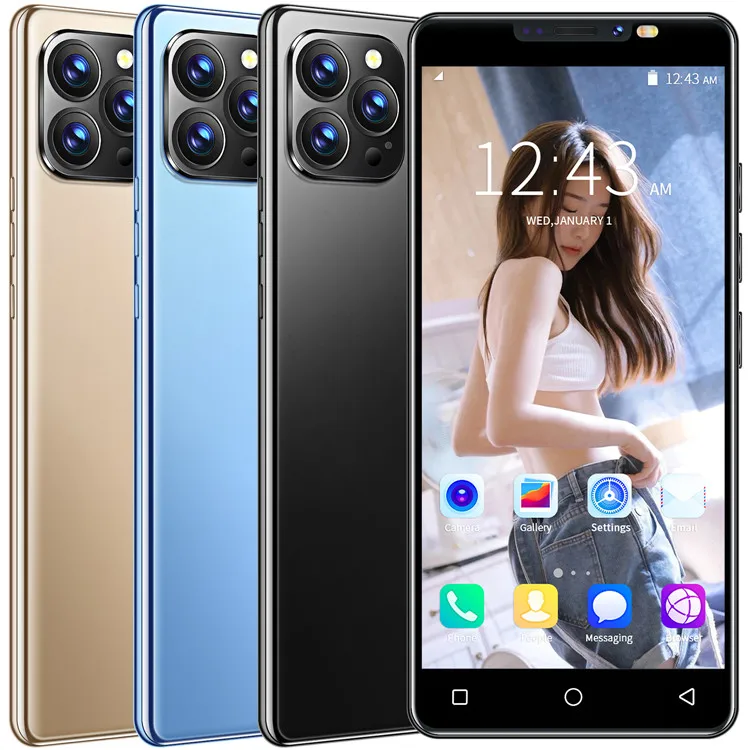 2021 Latest Design I12 Pro Max Smart Mobile Phones 4GB RAM+64GB ROM Camera 8MP+16MP Dual Sim 4G Android Mini Smartphone