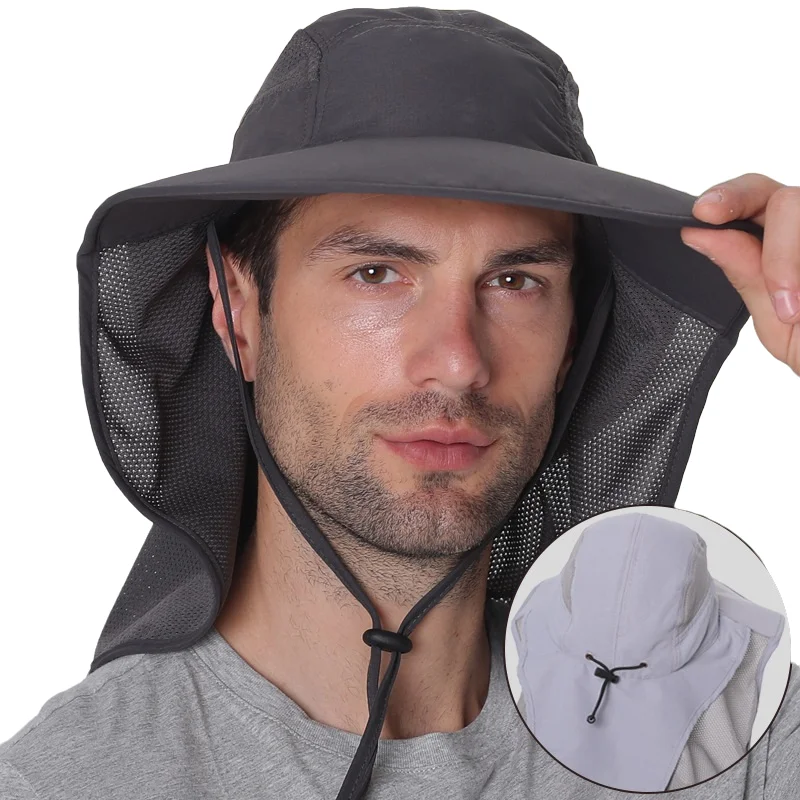 Wholesale Custom UV Protection Dri-Fit Bucket Hat With Neck Flap for Fishing Hiking Garden Beach