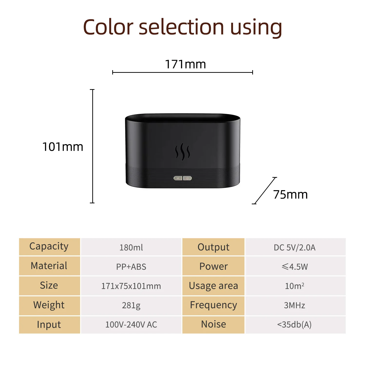 Hotest selling Flame diffuser 180ml flame humidifier with three lines pattern