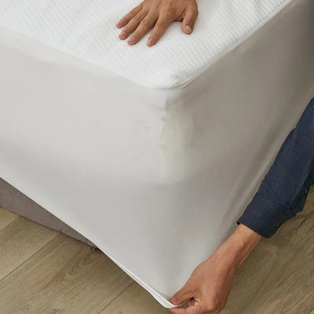 Wholesale Waterproof Mattress Protector Double Layer with PU Vinyl Fitted Sheet Bed Bug Mattress Cover