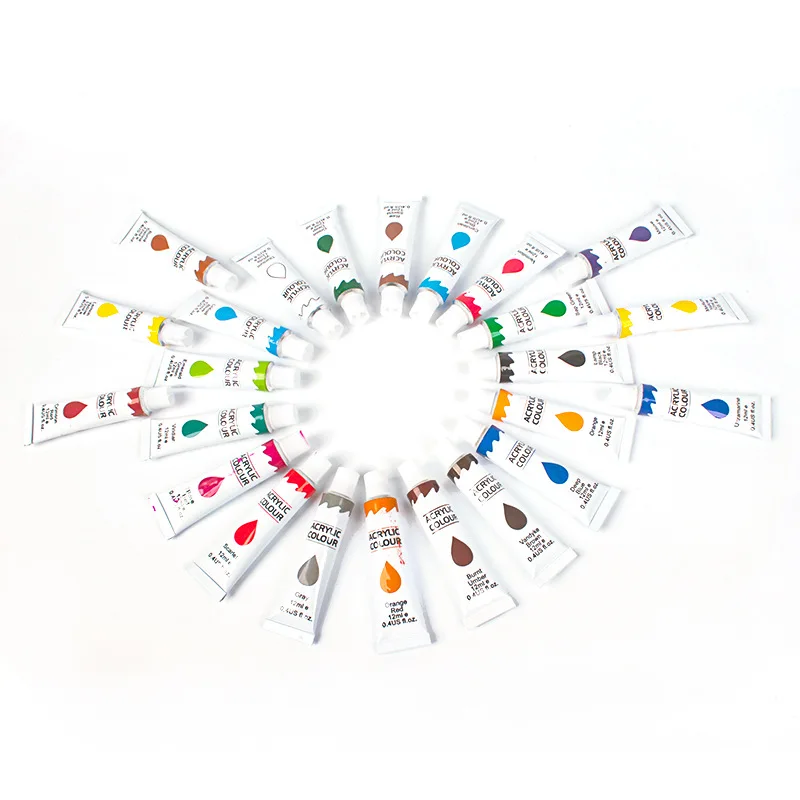Wholesale 24 Color Aluminum Tube Pigments 12ml Single Bulk Acrylic Watercolor Oil Painting Pigment