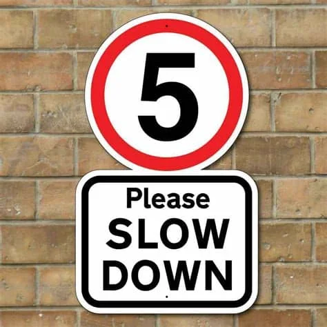 Please slow down reflective aluminum metal traffic road safety warning sign board signage