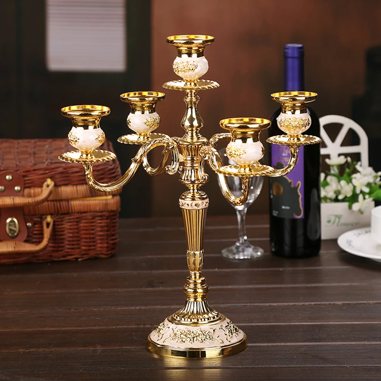 Candlestick Holder Set New Round Iron Cast Metal Gold Wedding Centerpieces Candelabra For Taper