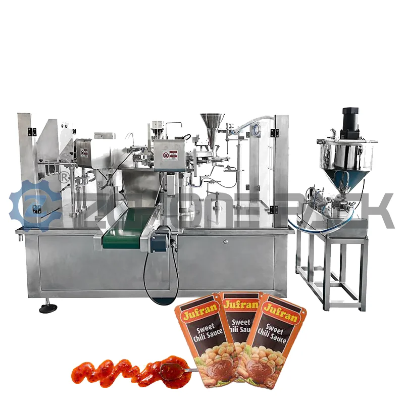High Speed Automatic Liquid Packaging Machine Eight-Station Host Liquid Combination Pump Chili Sauce Black Pepper Salad Dressing