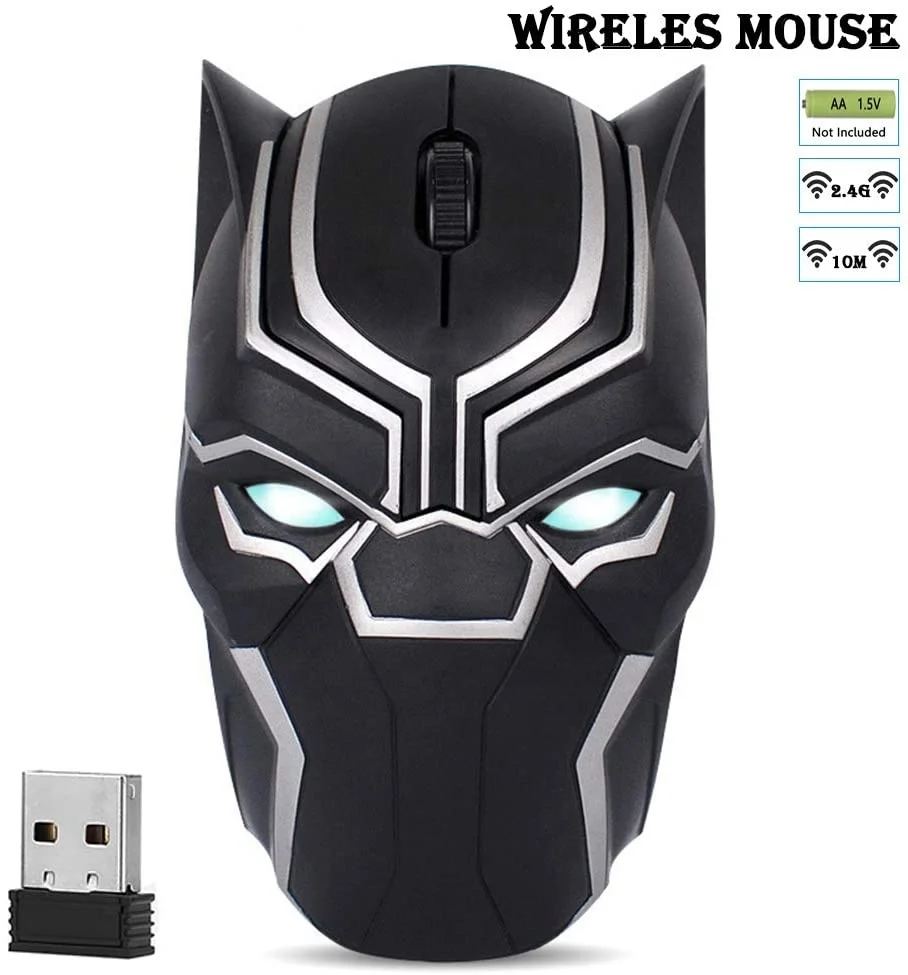 Cool Wireless Mouse Iron Man Black Panther Star Lord Ant Man Tree Man Gaming Mice with USB Unifying Receiver 1200 DPI for PC