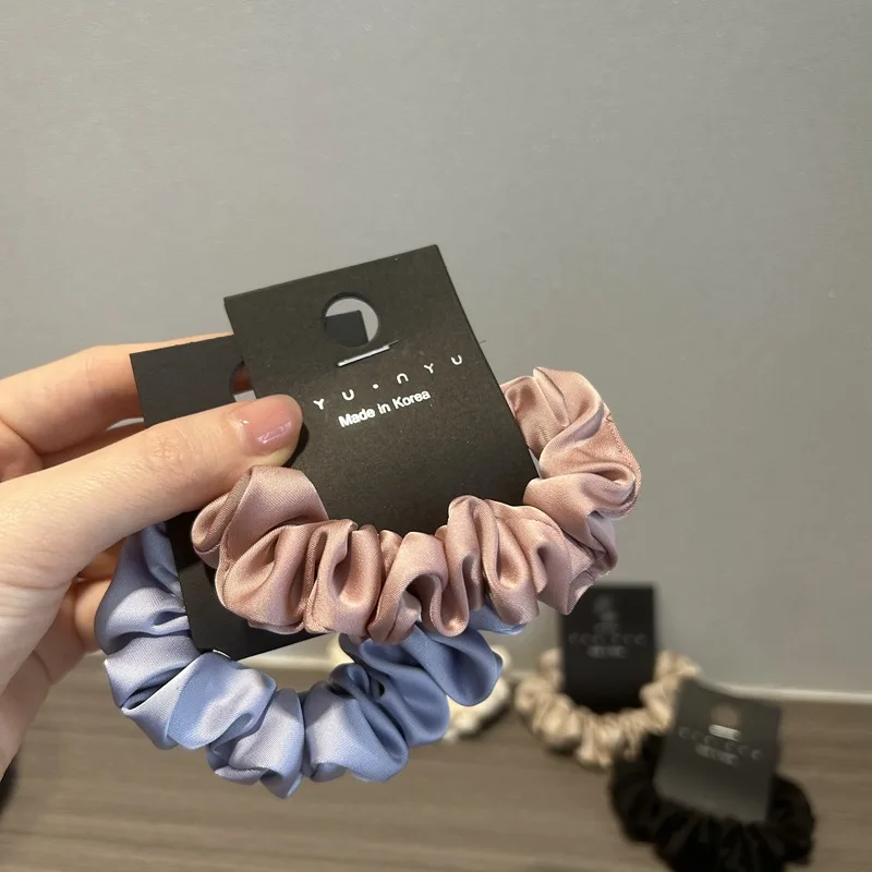 Wholesales Elegant Silky Headband Small Scrunchie High Quality Elastic Rubber Band For Girls