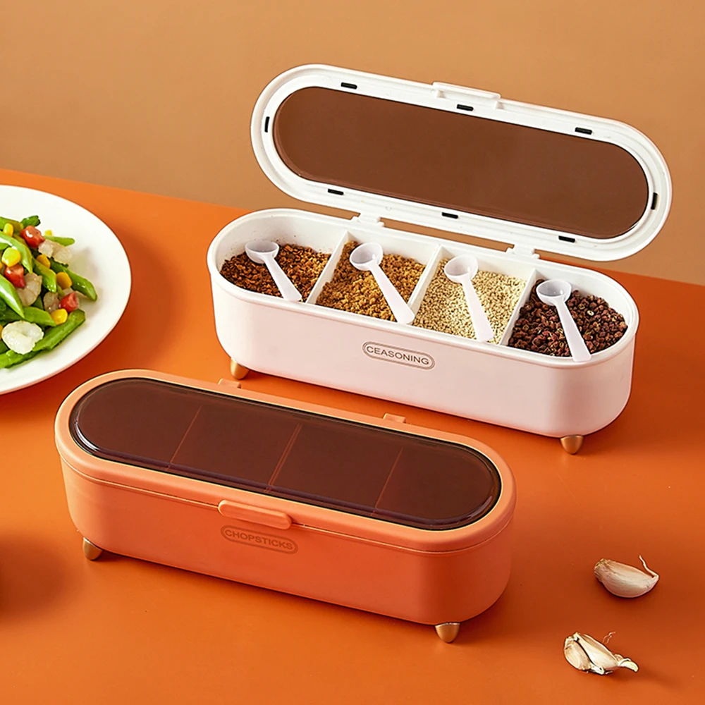 Multi Sizes Seasoning Box Set Salt Sugar Spice Seasoning Storage Box Plastic Seasoning Box Container Condiment Jars