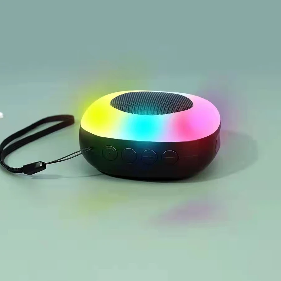 mini bt speaker music player portable outdoor  bt speaker extra bass wireless battery powered led  rgb night light  effect