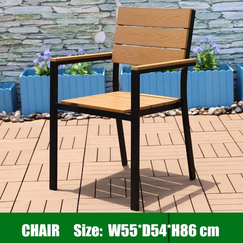 
New style Patio FurnitureEnvironmental Protection Material Teak color Composite Wood and Plastic Garden Table and 6 Chairs 