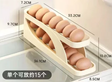 Automatic Scrolling Egg Rack Holder Kitchen Refrigerator Storage Box Double Layer Egg Basket Container Organizer