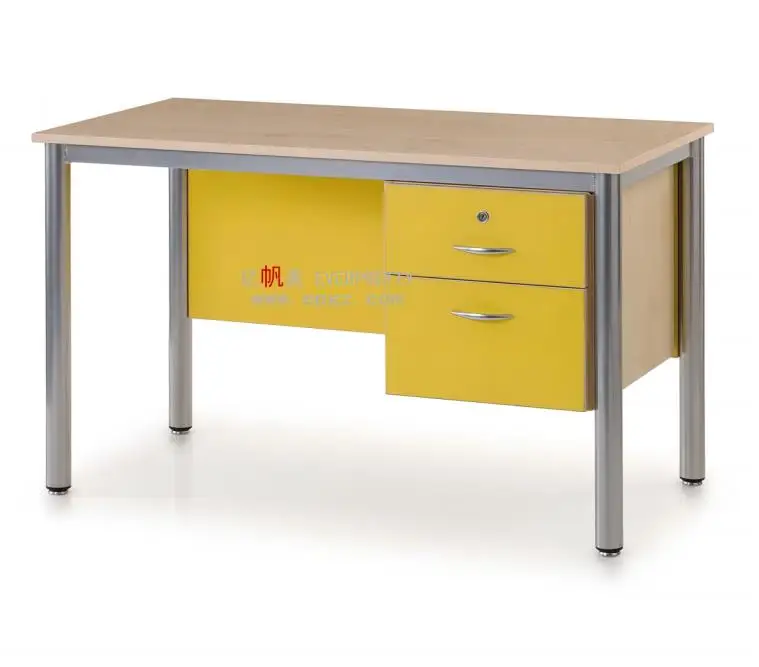 Durable Melamine and Metal Frame Teacher Desk and Table Set for School Offices with Lock Drawers