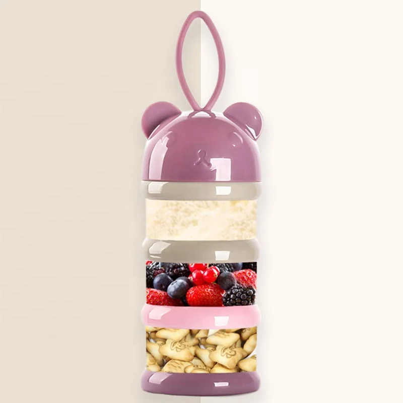 Cute Portable Travel Milk Powder Container 3 Layers Infant Formula Milk Baby Food Baby Milk Powder Dispenser