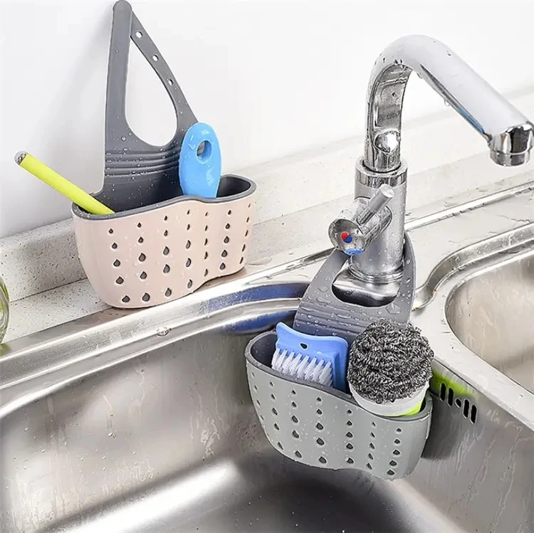 Drain Sink Shelf Rack kitchen Sink Storage drain hanging basket Sundries Plastic Silicone Sponge Holder