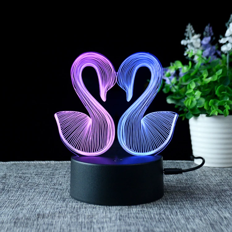 RGB 3d Светодиодная лампа база иллюзия аниме акриловая АБС с Usb-кабелем и пультом дистанционного управления
