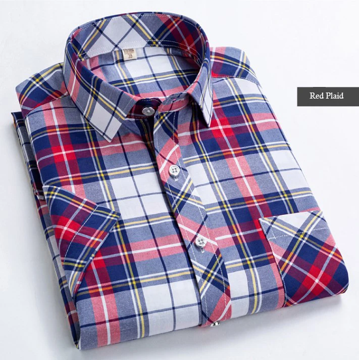 
Wholesale 2021 Tweed Plaid Plus Size Casual Short Sleeve Shirt For Men 