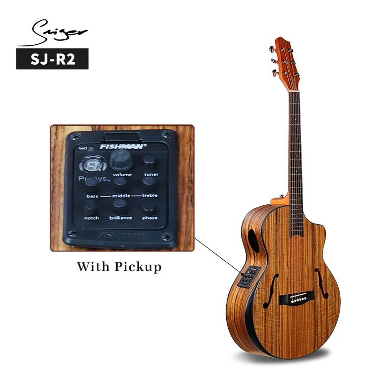 JF Walnut body shape steel string acoustic matt armrest  guitar with pickup