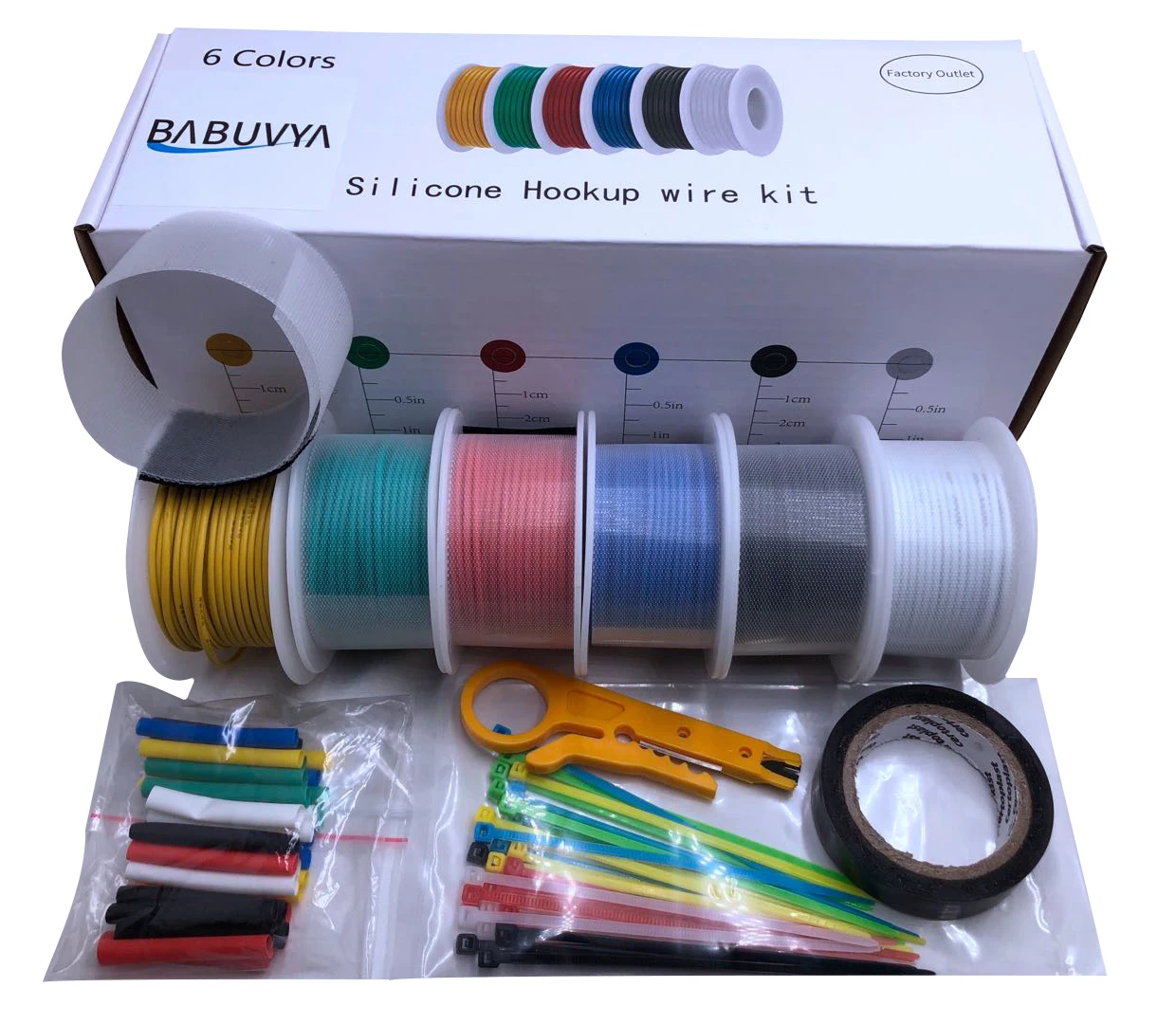 Silicone Hookup electronic Wire Kit 18AWG 20AWG 22AWG 24AWG 26AWG 30AWG Soft Silicone Cable Test Line For DIY Brand BABUVYA