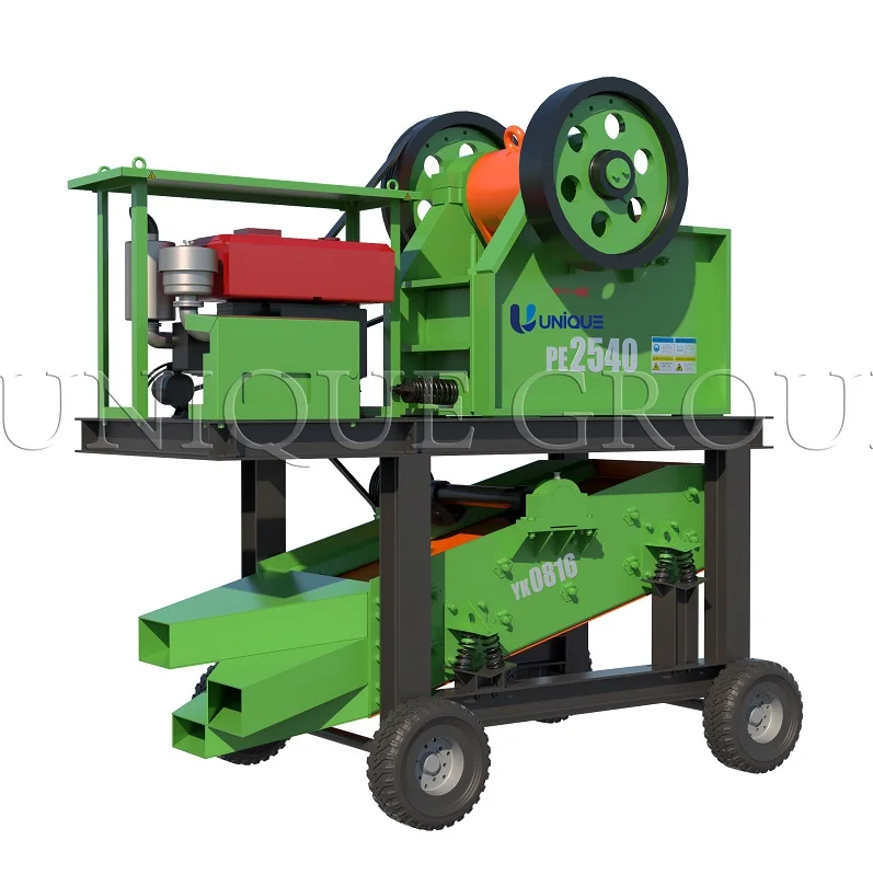 NEW Mining Gold Ore Rock Stone Crusher Station For Primary Crushing, Small Portable Jaw Crusher With Diesel Engine For Sale