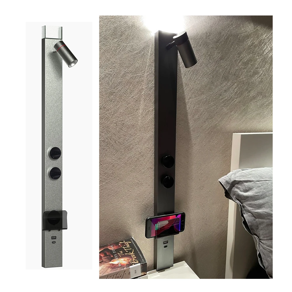 
LAMGOOL Multi Function USB Charger Wireless Charger Bedroom Station Wall Light Bedside Led Wall lamps Reading Night Light 