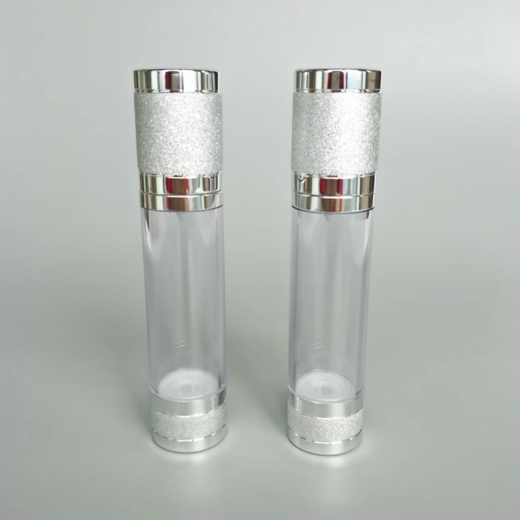 Custom logo 15 ml 30ml 1 oz 50 ml 80ml 100 ml 120 ml 4 oz empty airless pump bottle with silver cap