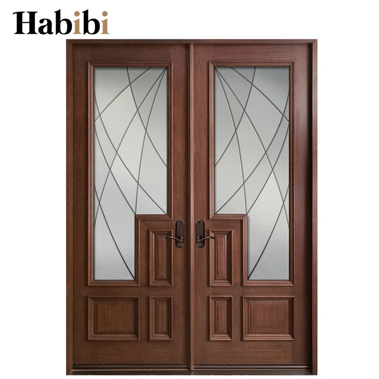 Foshan Factory Price Waterproof Villa Exterior Full Solid Wood Carving Door Design