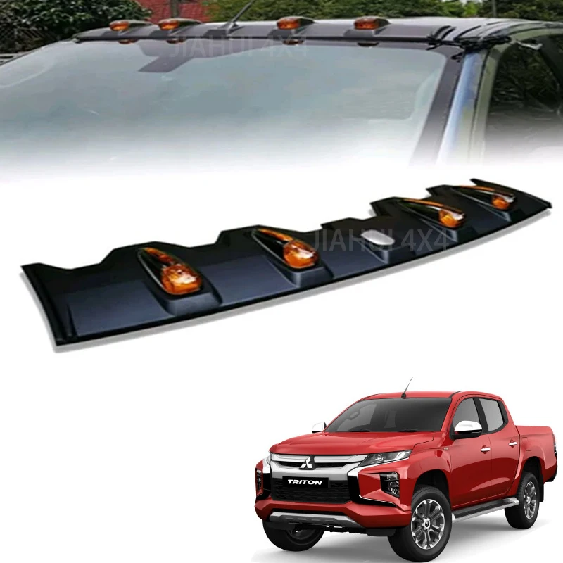 For Mitsubishi L200 Triton 2019 2020 2021 2022 Roof Orange Light Bar Front Roof Spoiler Cover Black