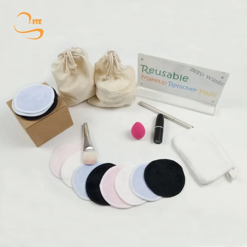 8cm Cotton Seam Round Soft Hemp Cotton Reusable Facial Cleansing Wipes Non-plastic Full Organic Make-up Pads