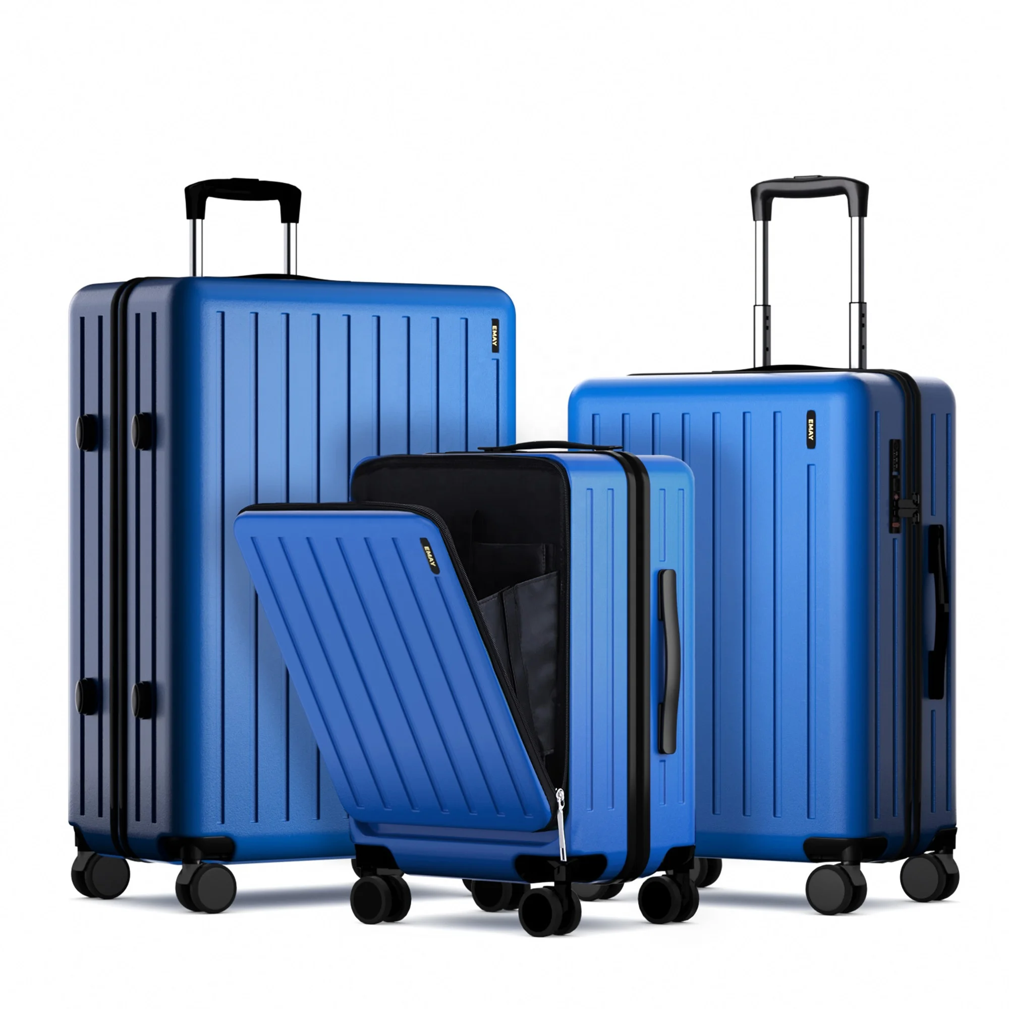 Custom ABS Hard Shell 3 PCS Front Open Carry on Koffer Travel Luggage Suitcase Sets