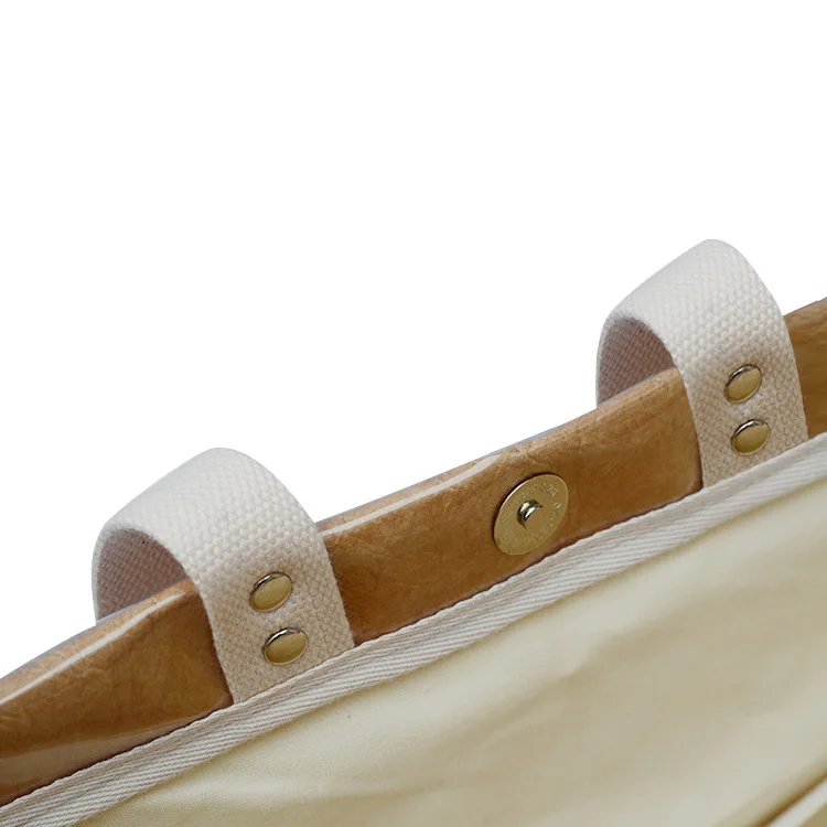 custom logo letter printed kraft paper lining with pvc cover tote waterproof eco reusable tyvek paper shopping tote bags