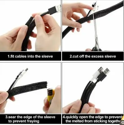 2 дюйма ID:50 мм, полиэтиленовый плетеный кабель без рукавов, подходит для 25% самозакрывающихся плетеных кабельных обмоток