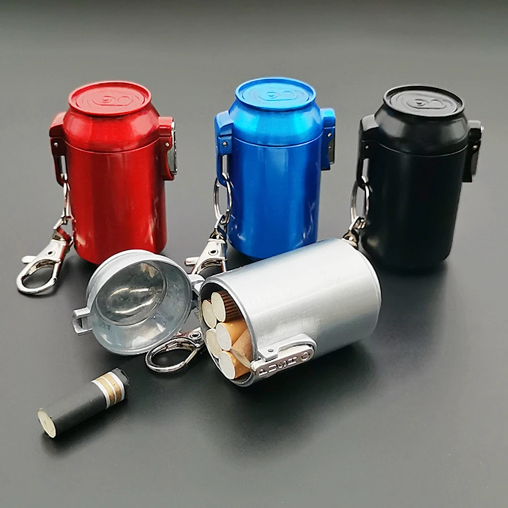 Creative Portable Pocket Ashtray Keychain Smoking Accessories Zinc Alloy Cigar Ash Tray Metal Travel Outdoor Cigarette Ashtray
