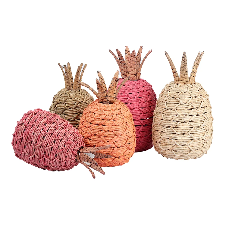 Europe style pineapple decoration gold decorative Natural material Paper wrapped pineapple series decor