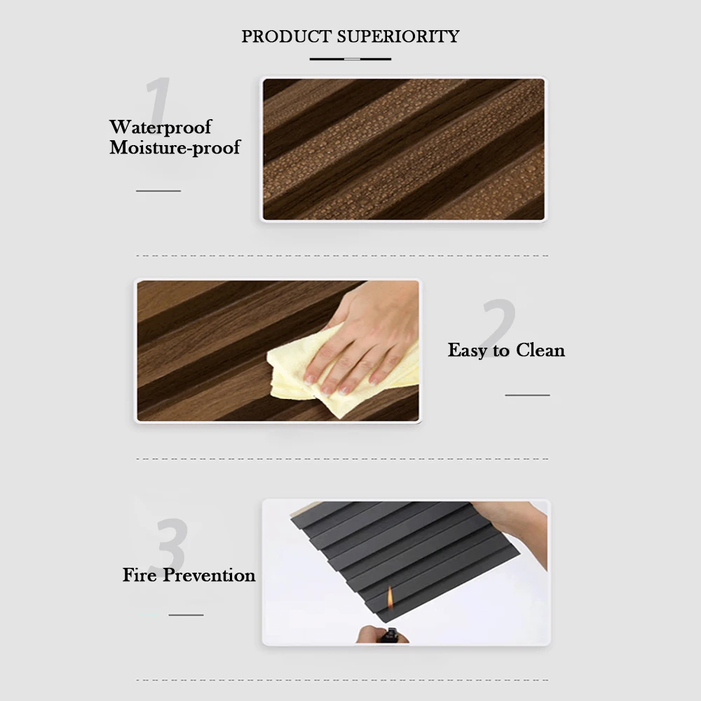 Wood Grain Designs WPC Fluted Wall Panels PVC Louvers Panel Wall Board