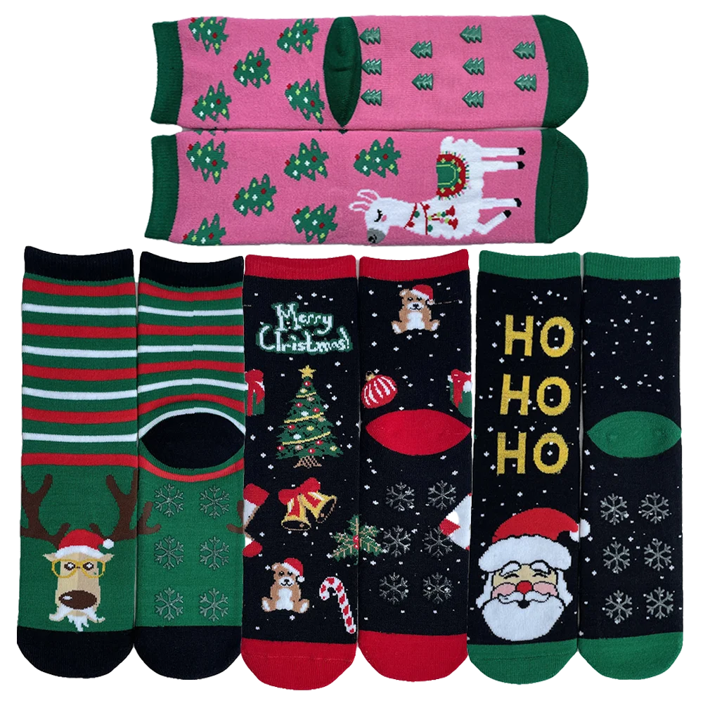 2024 New Arrival winter Novelty colorful custom cotton animal 3d knit merry christmas socks