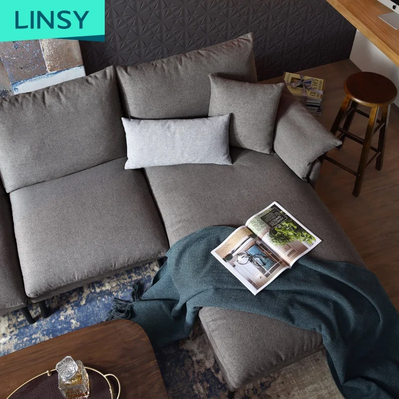 Nordic Modern Luxury French Linen Fabric Sectional Sofa Set Designs Living Room Furniture