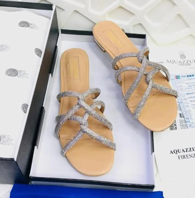 Новинка 2021, сандалии на плоской подошве, летние женские сандалии sepatu на плоской подошве, женские переливающиеся гибридные сандалии