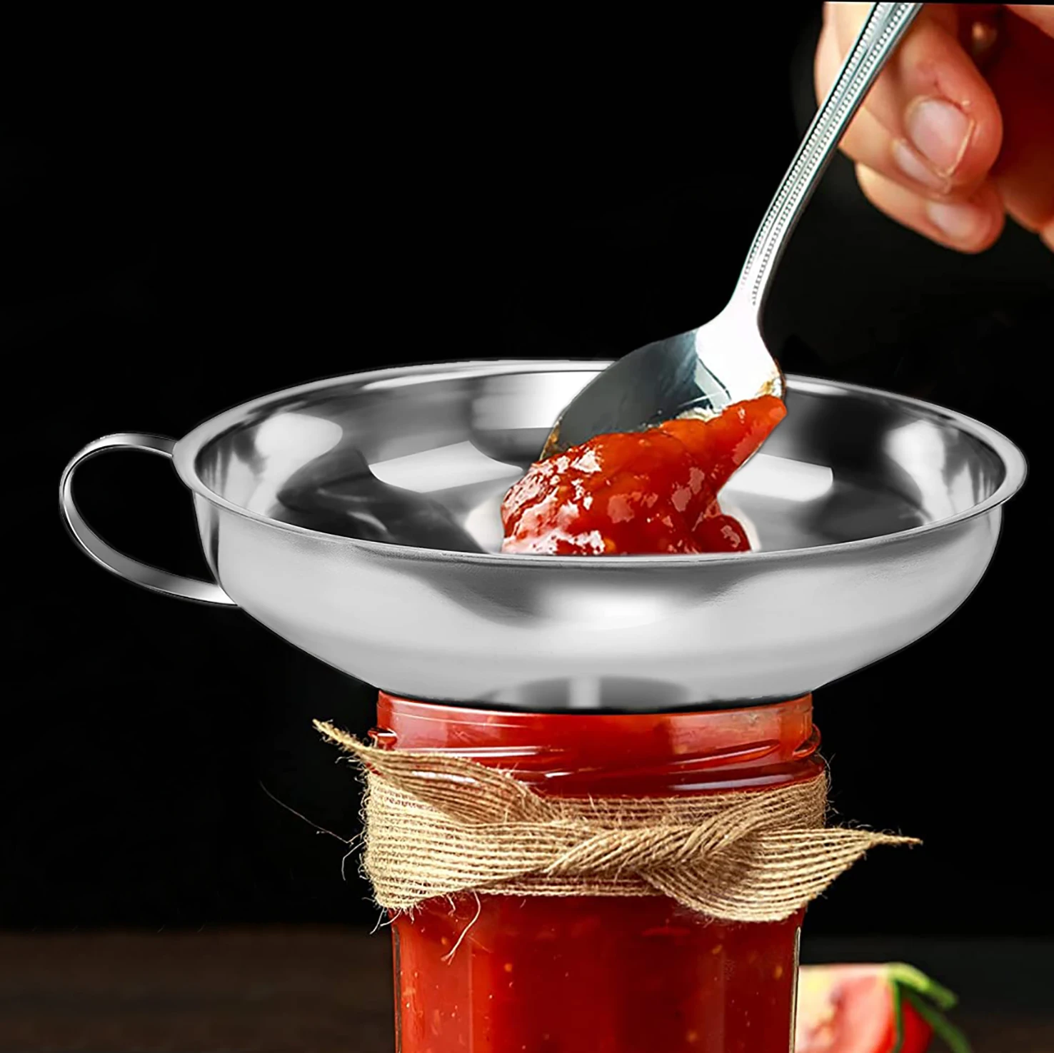 E-PIN Canning funnel Stainless Steel Funnel with Handle for Kitchen Wide Mouth Funnel for Canning