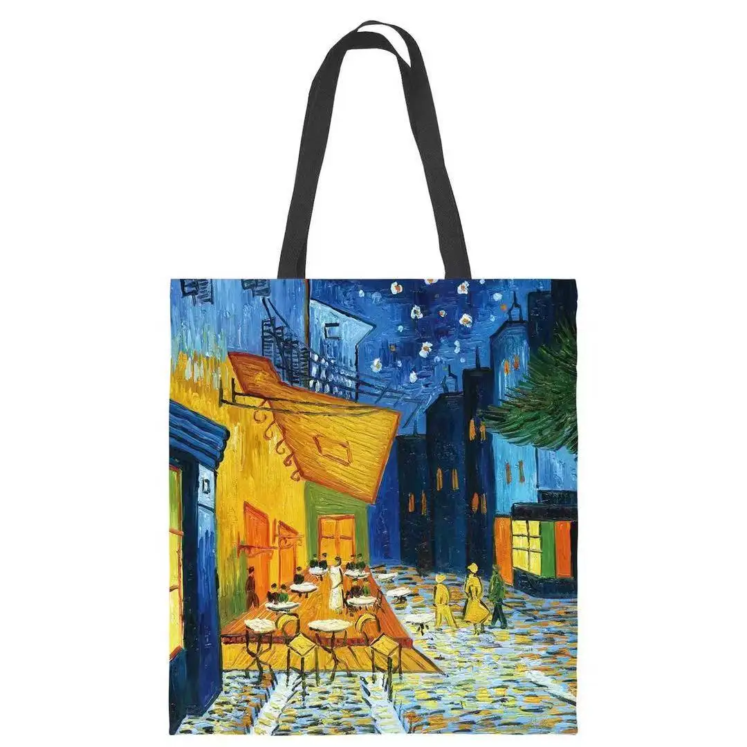 
2021 New Van Gogh Starry Sky Oil Painting Tote Bag Lady Canvas Bag Beach Bag 